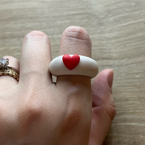 Handmade/Designed Clay Pottery Heart Ring - Size US 8.5 - Picture 4 of 5